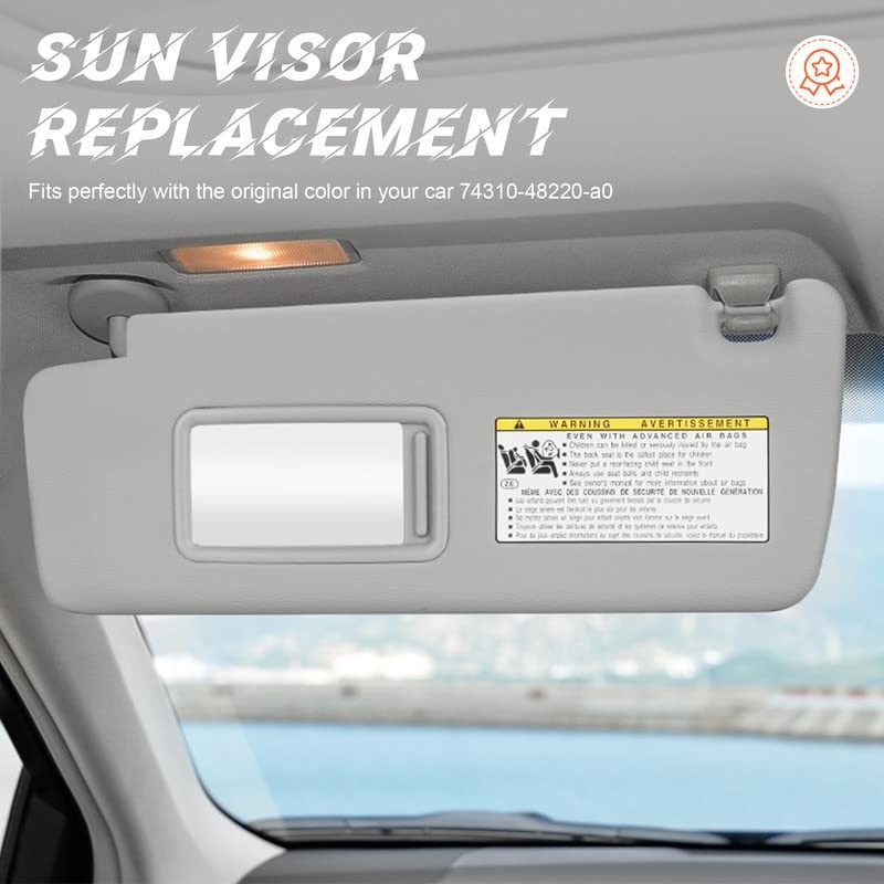 Gray Driver Left Side Sun Visor Replacement Compatible with 2004 2005