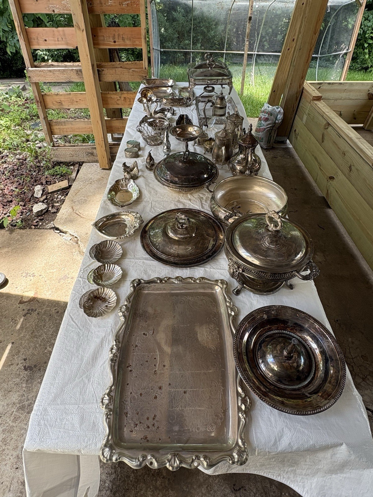 vintage silver plated serving dishes lot