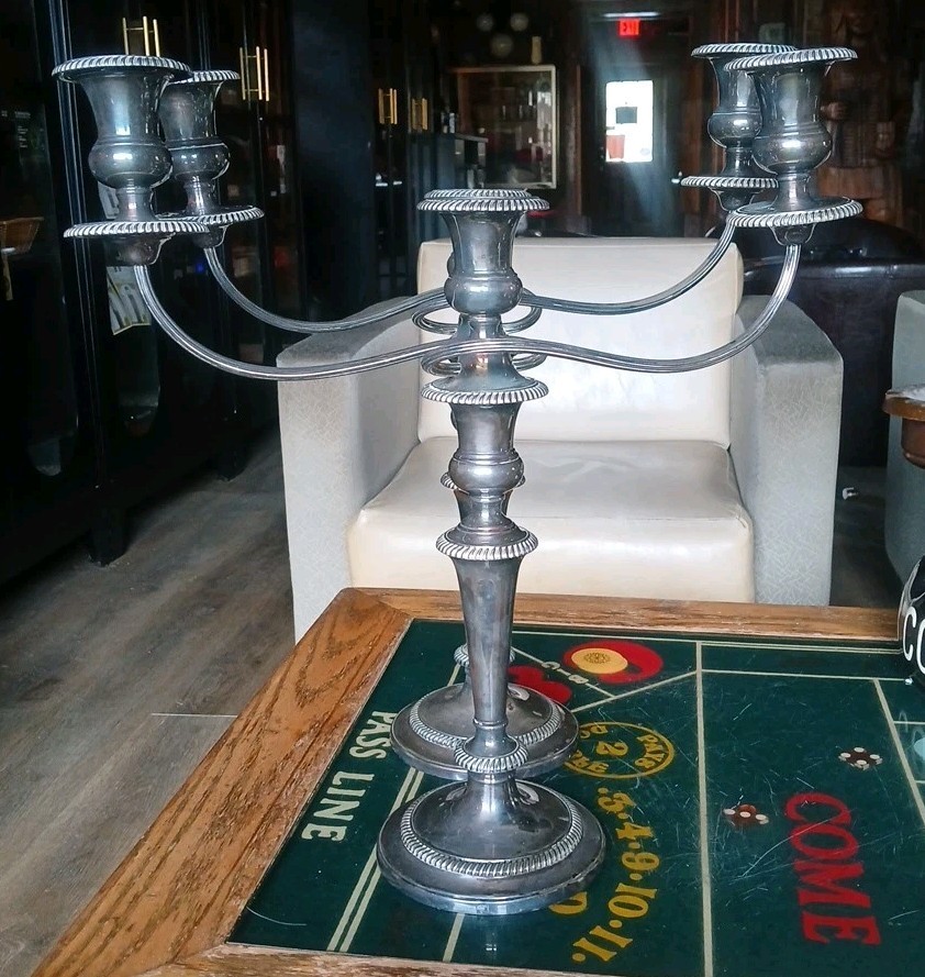 2 Candelabras England Silver Plate Scallop Shell Mark Vintage RARE