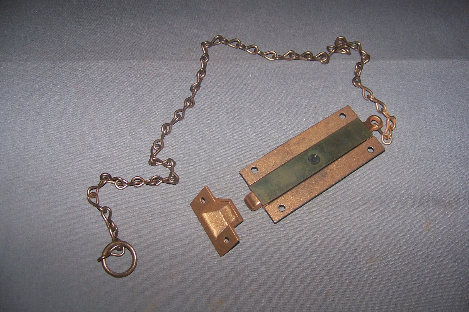 Vintage, Unused, Spring Loaded, Chain Door Bolt – See Description