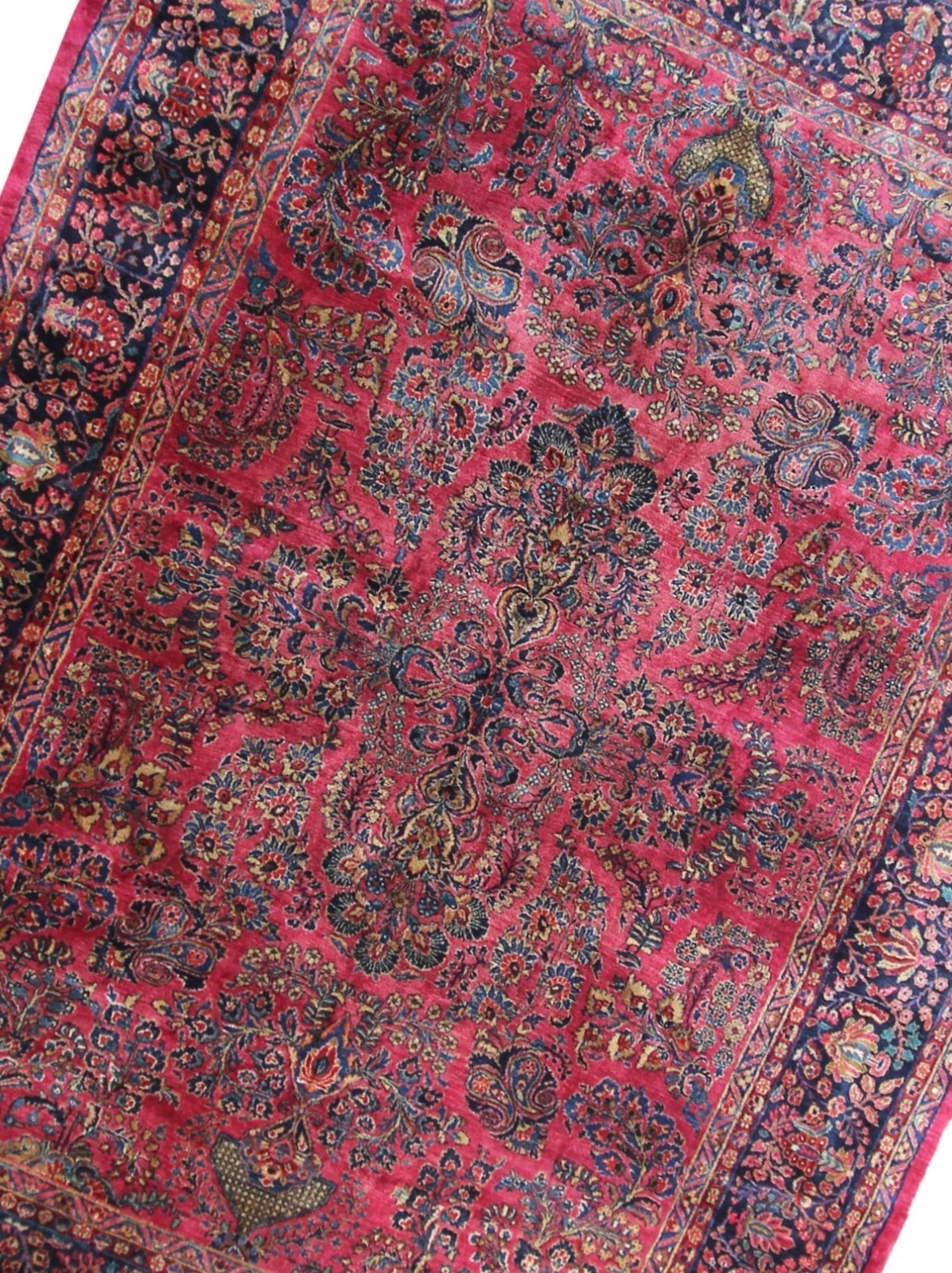 9X12 Antique Rug Fine Manchester Wool Traditional Rose Red 259cmx359cm c.1890