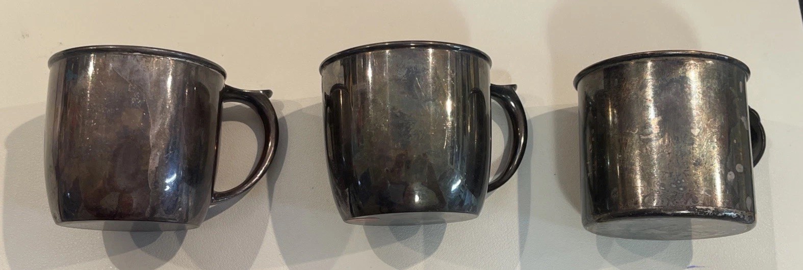 3 Vintage Rogers Bros./WM Rogers Silver Co. Silver Plated Baby Cups LOT 5-271
