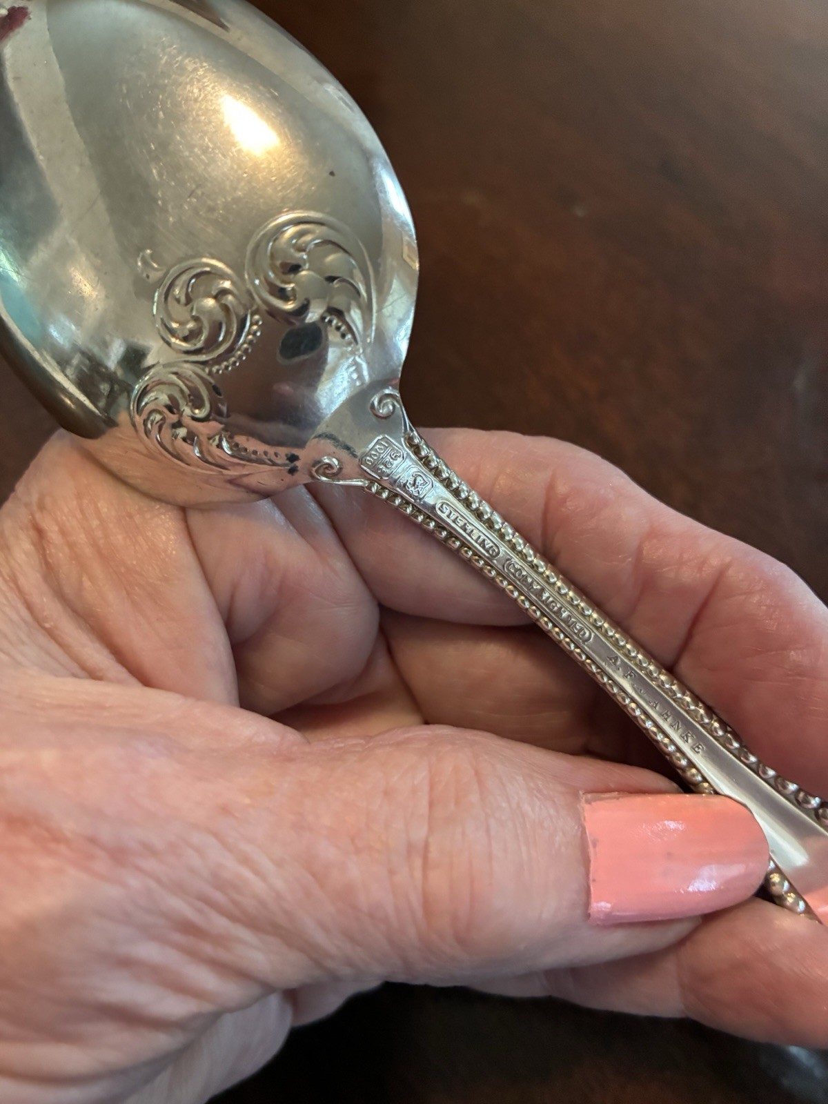 Antique Sterling Silver Serving Spoon 8 1/8″