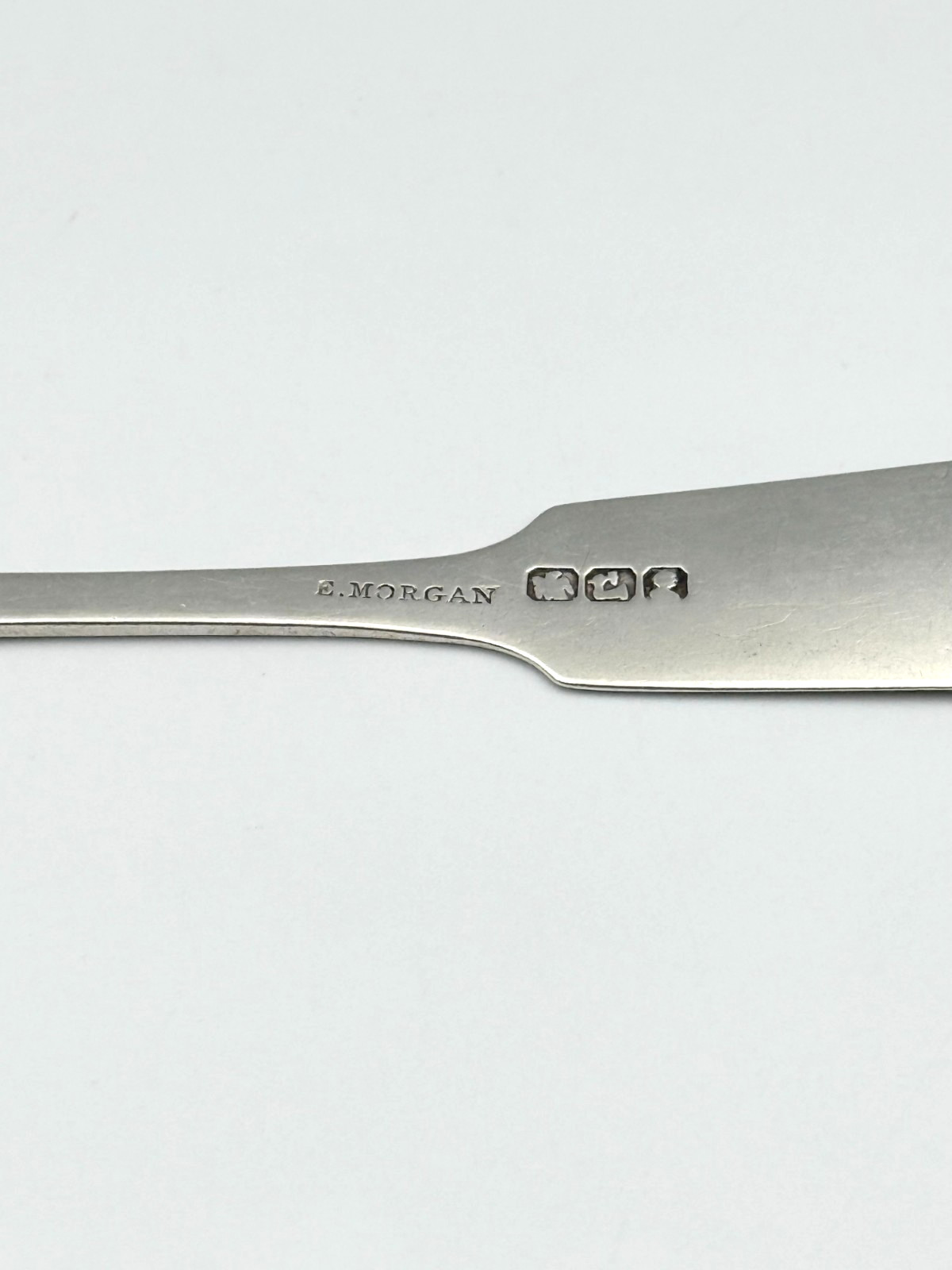 Antique Coin Silver Soup Spoon, E. Morgan Poughkeepsie NY, Monogram, c 1850