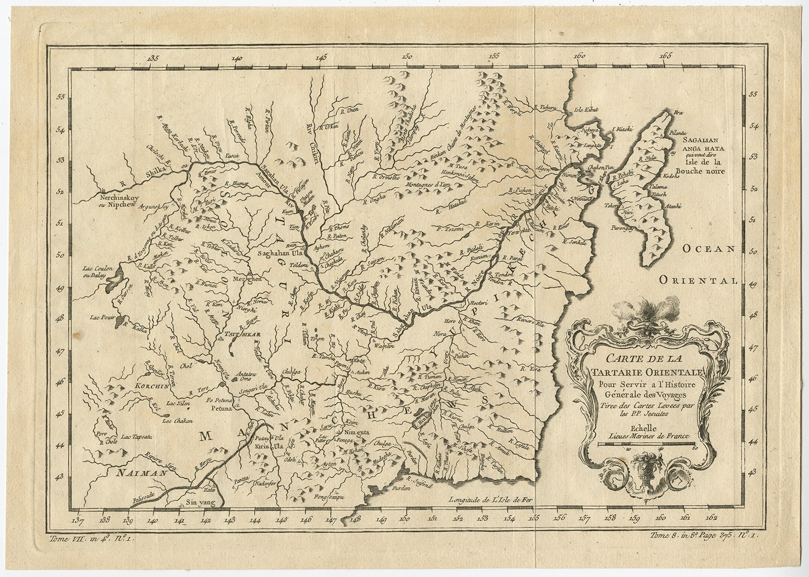 Antique Map of Northern China and Eastern Russia by Bellin (1757)