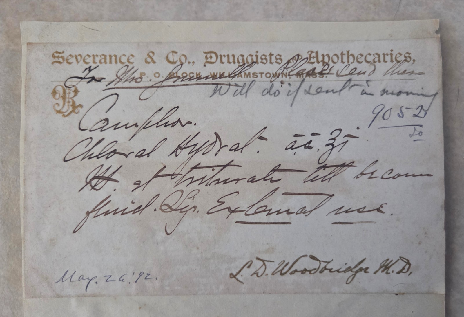 Five Antique 1892 Prescriptions: COCAINE, CANNABIS SATIVA, BROMIDE