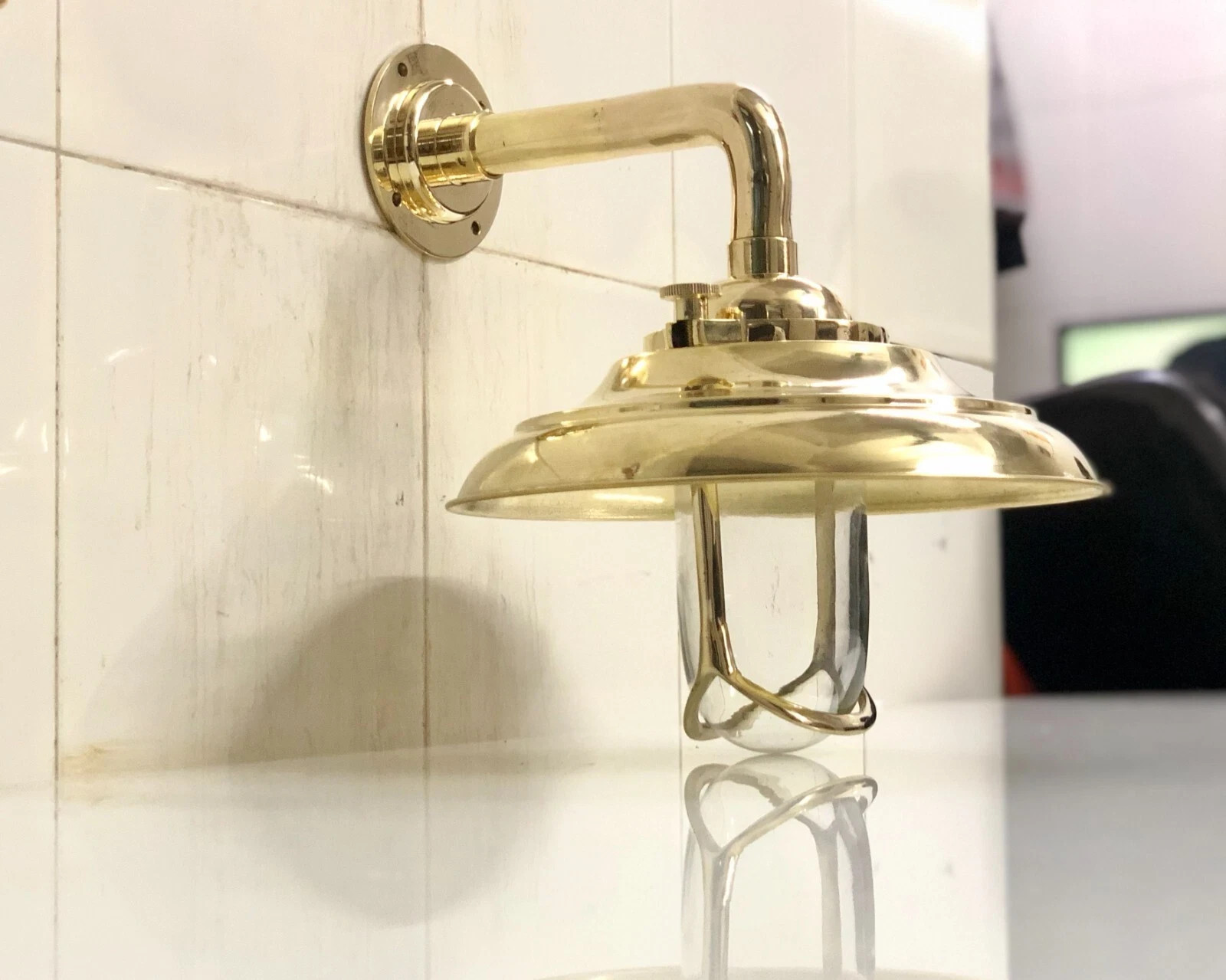 Maritime Nautical Brass Wall Mount Vintage Sconce Light with Shade