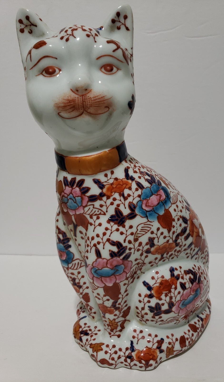 Imari Style Anthropologie Large Cat 13 1/2″ Colorful Life Size