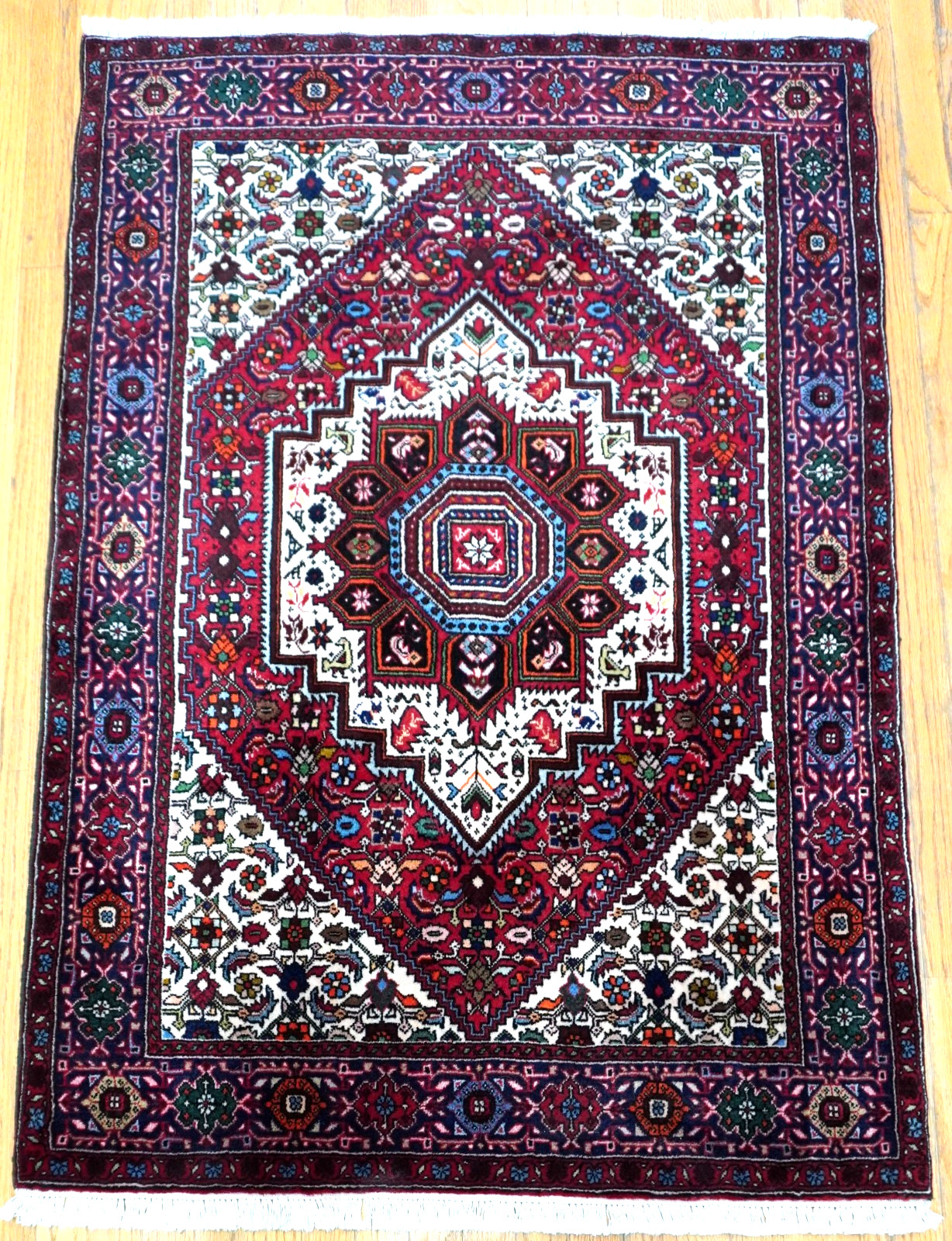 Excellent Bijarr Wool Hand Knotted Geometric Tribal Birds Oriental Rug 3’3″x 4’9
