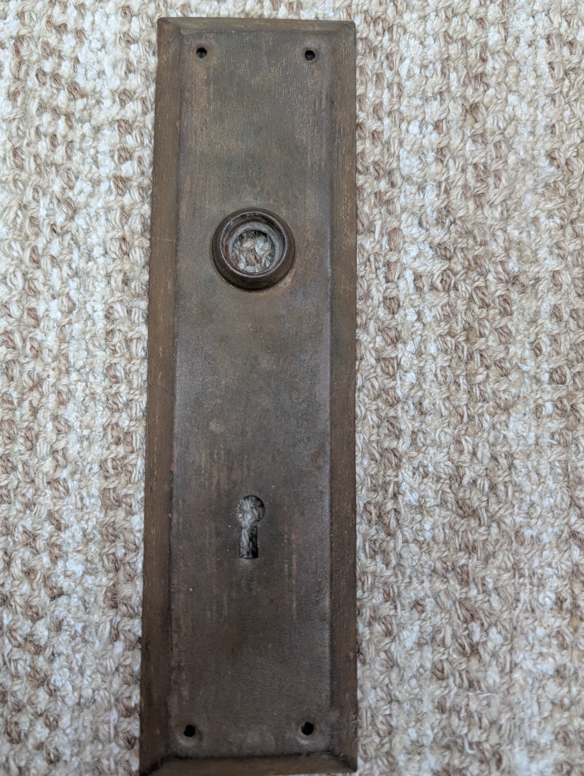 2 3/4″ x 10″ Antique Stamped Steel Door Knob Plate