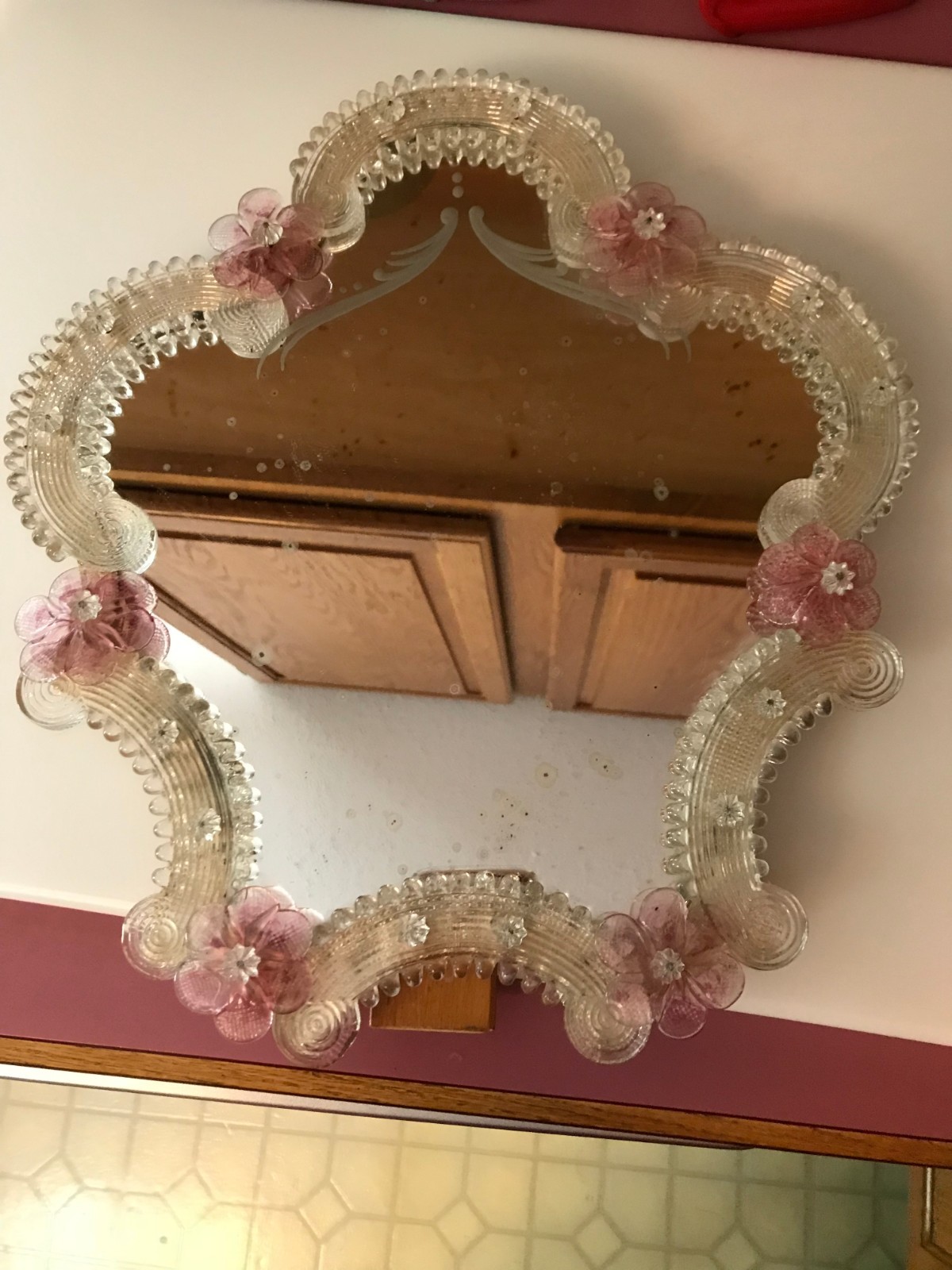 Murano Glass Vanity Mirror -Table Top – Hand Made Italian Design – Circa 1960s