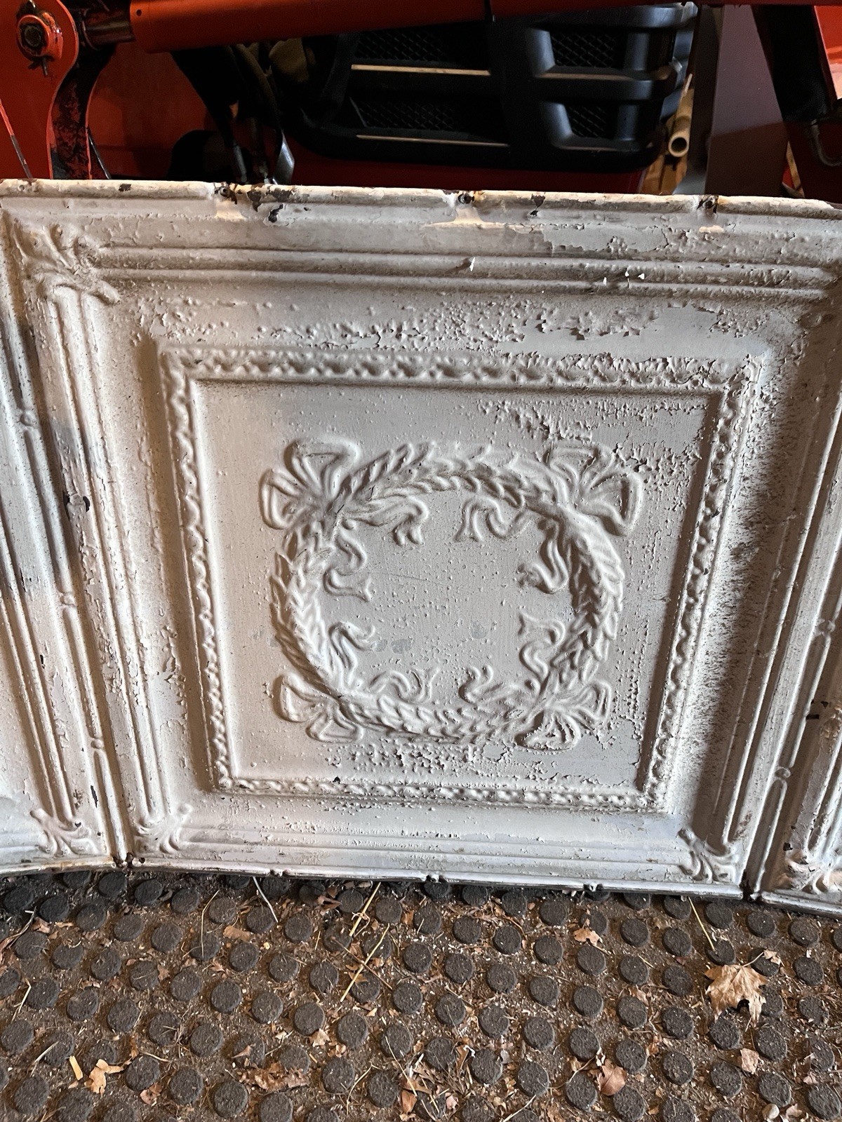 Antique Pressed Tin Ceiling Panel 6’ LONG, 1880’s Architectural Salvage White