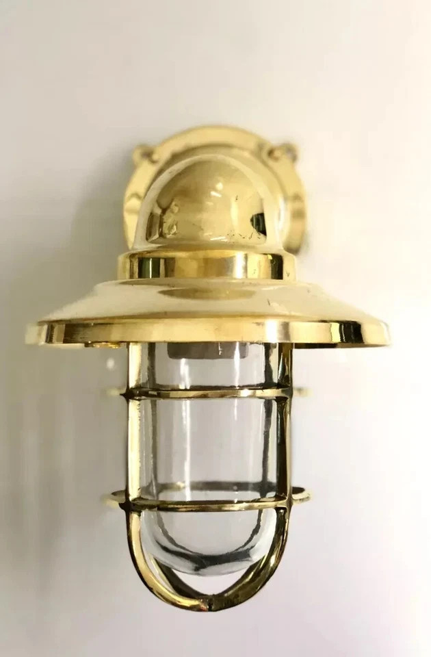 Nautical Solid Brass Outdoor Exterior Wall Light Fixture With Junction Box