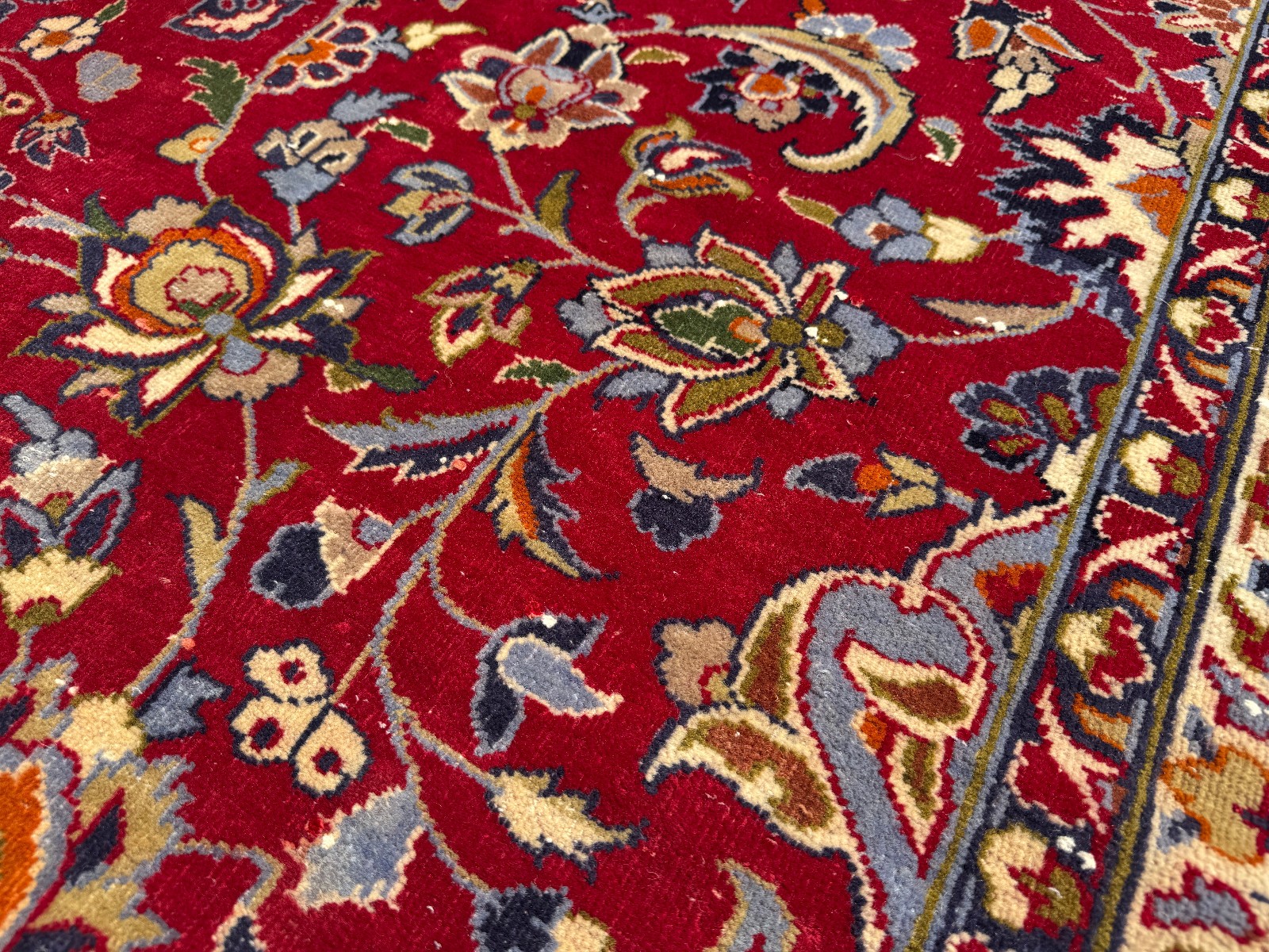 RED BLUE ANTIQUE ORIENTAL RUG 10×13 fine handmade wool colorful clean real 10×14