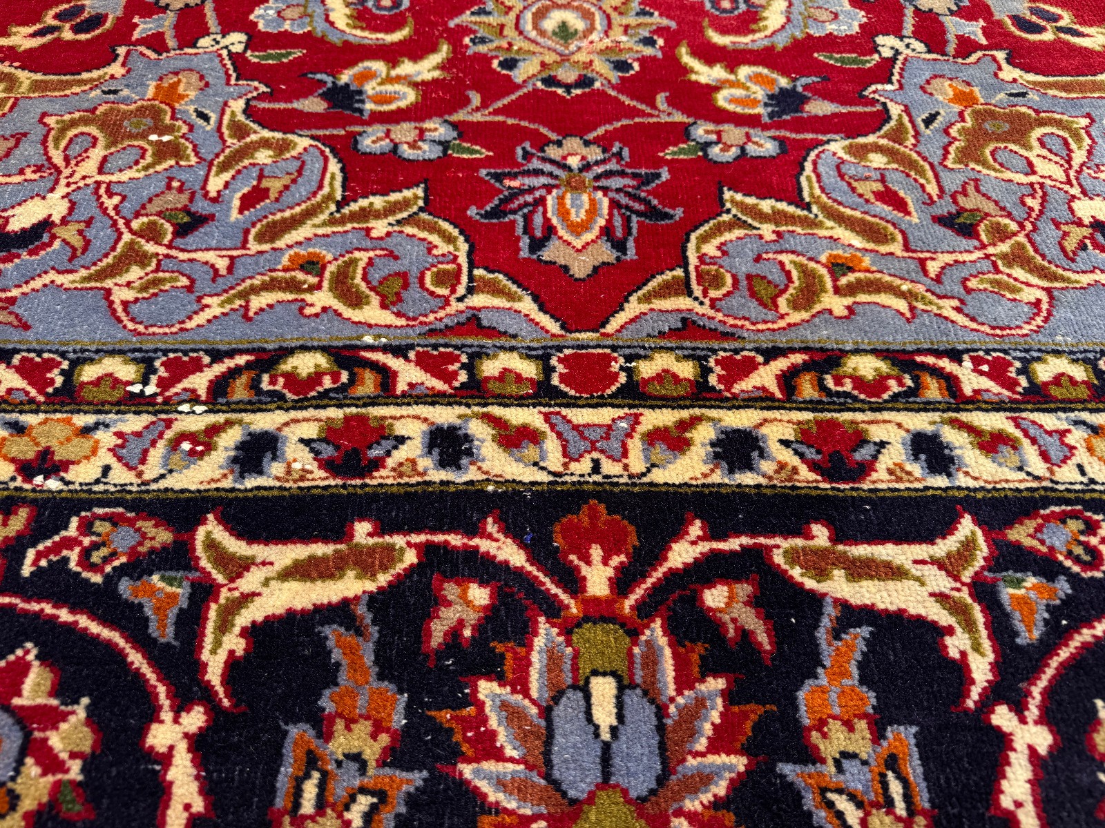 RED BLUE ANTIQUE ORIENTAL RUG 10×13 fine handmade wool colorful clean real 10×14