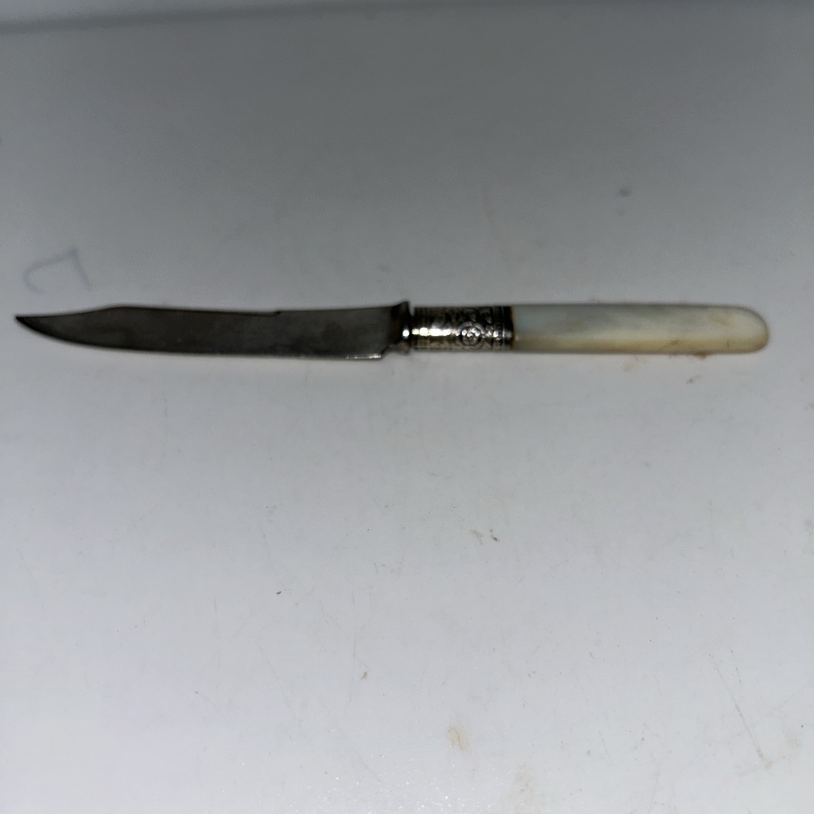 Fruit Knife Sterling Band Landers Frary Clark Mother of Pearl Handle 6″