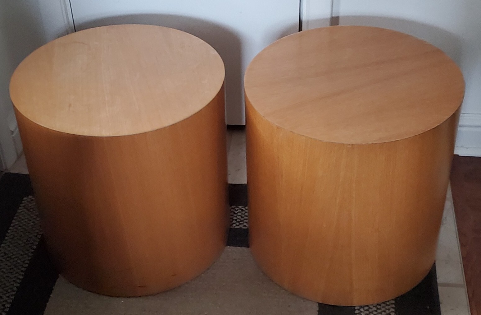 Vintage Intrex Habitat Paul Mayen Oak Side Accent Drum Table Pair – Very RARE!