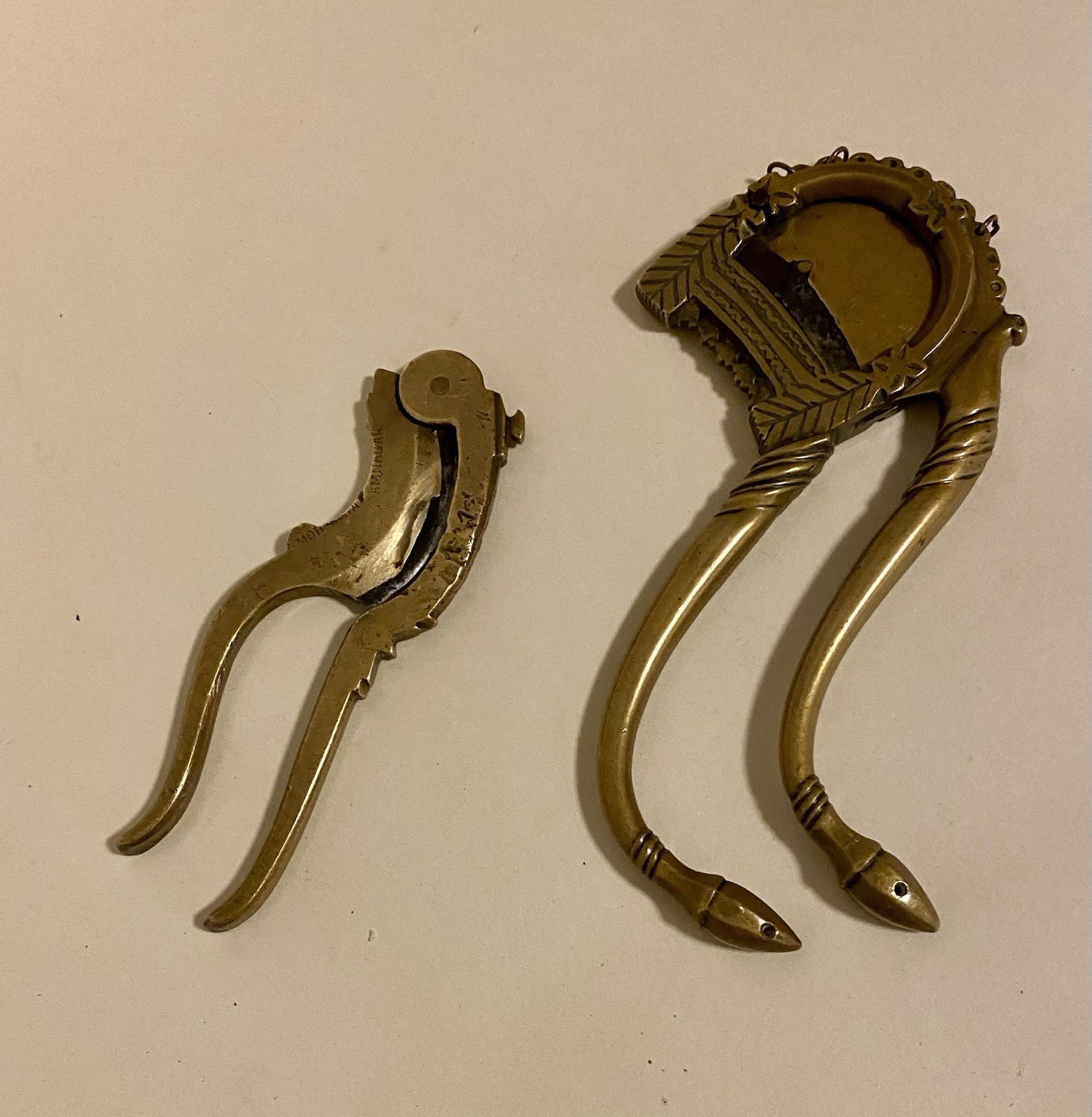 Antique Indian Brass Betel-nut Crackers X2