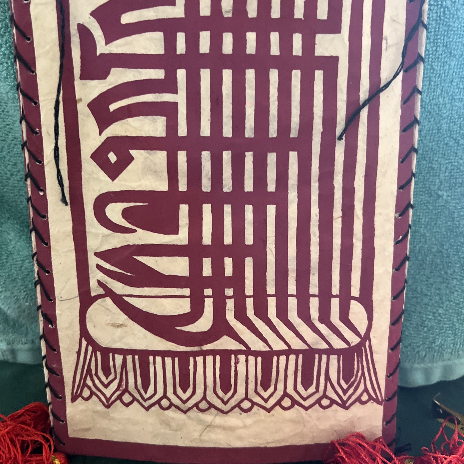 Vtg Kalachakra Hanging Paper Lantern With Tassels 6 Sided 12”x7” Panels Lotta Pa