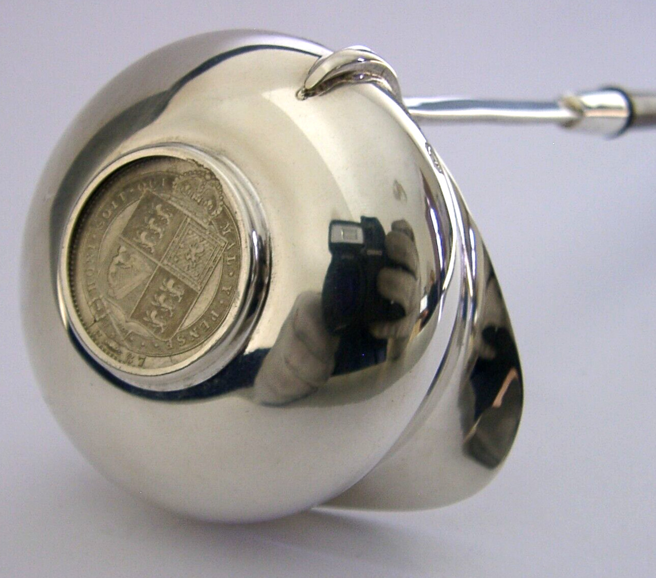 MINT 11+inch ENGLISH STERLING SILVER WOODEN HANDLED TODDY PUNCH LADLE 2002 CASED