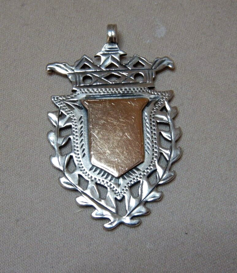 ANTIQUE ENGLISH GOLD AND STERLING SILVER FOB MEDALION 3662