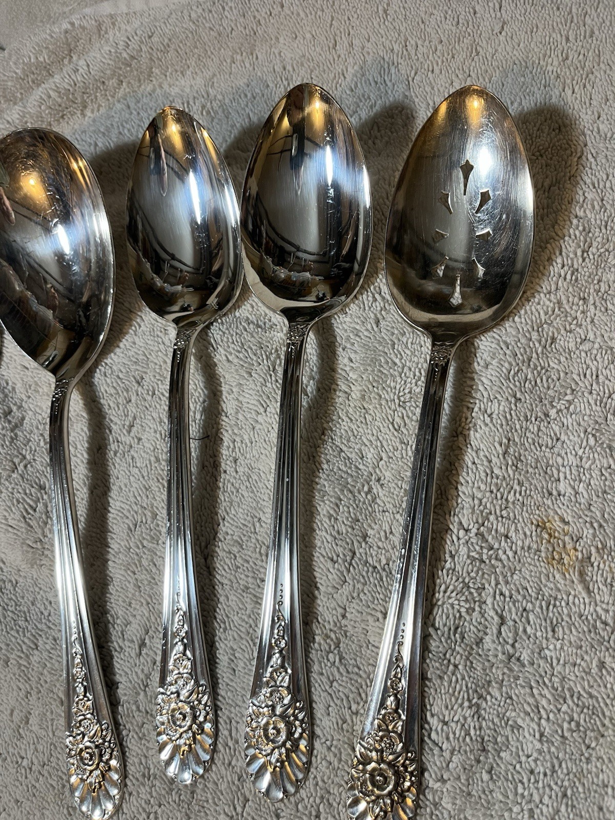 Wm Rogers Mfg Jubilee Pie/Cake Solid Pierced Table Spoons CM Fork Butter Sugar