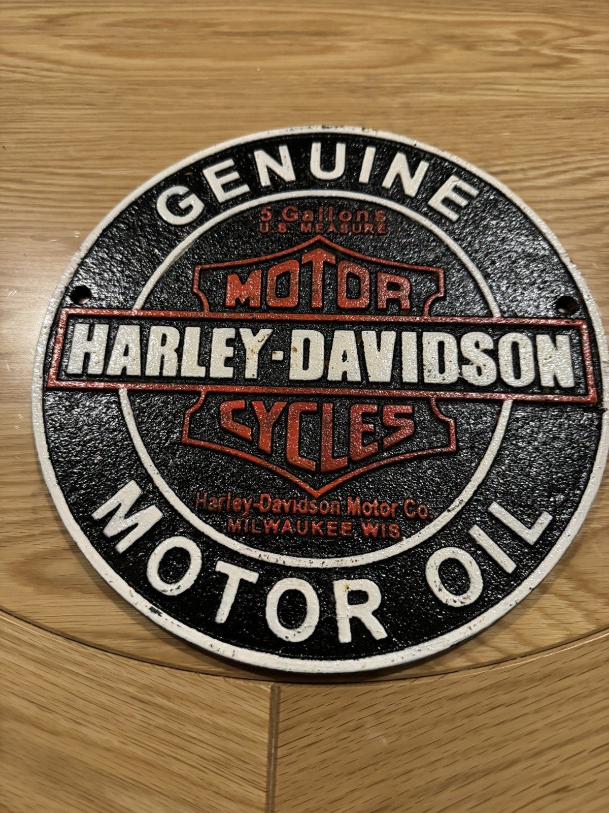 Harley Davidson Cast Iron Sign Plaque Motorcycles Garage