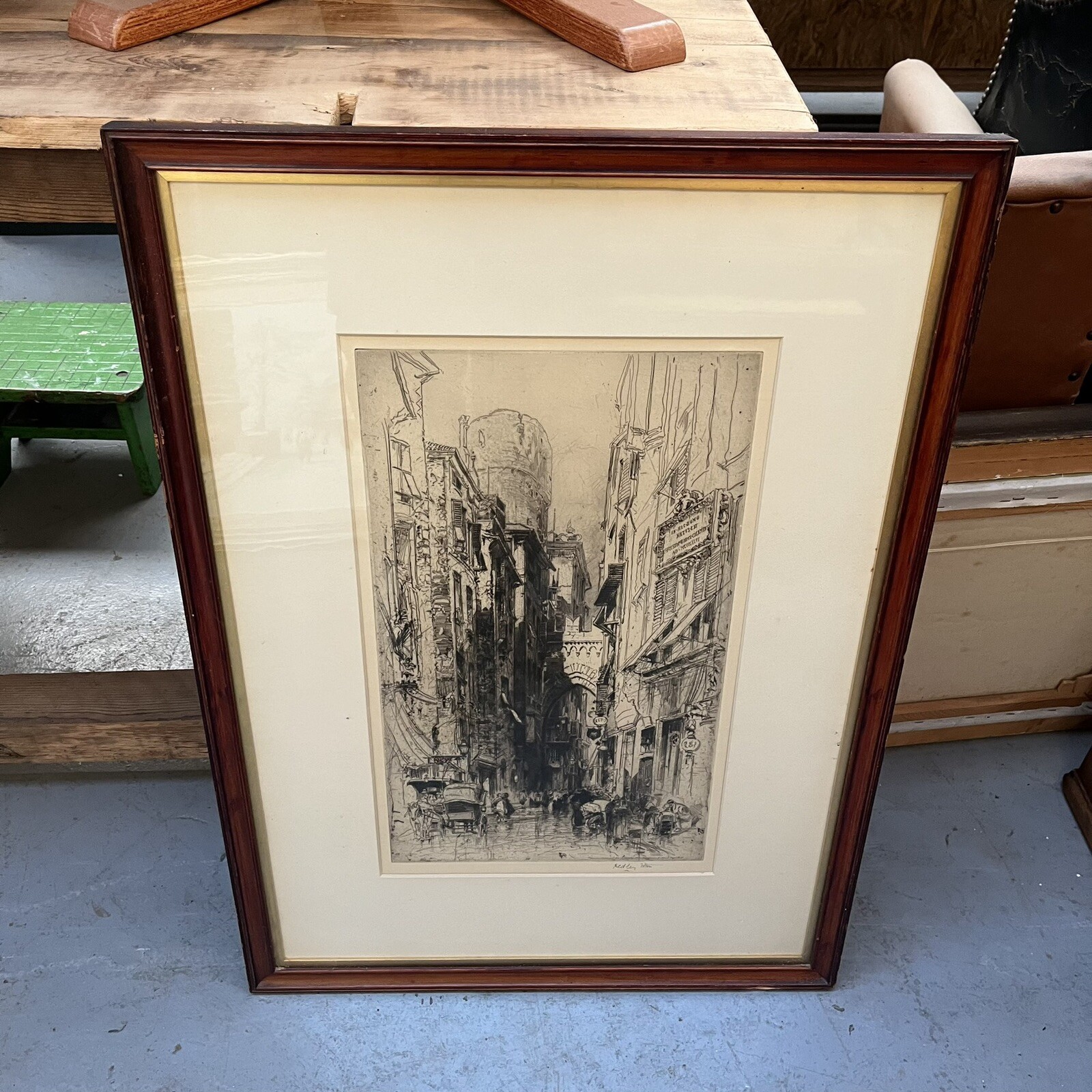 Hedley Fitton Original Etching Showing The House Of Christopher Columbus Signed