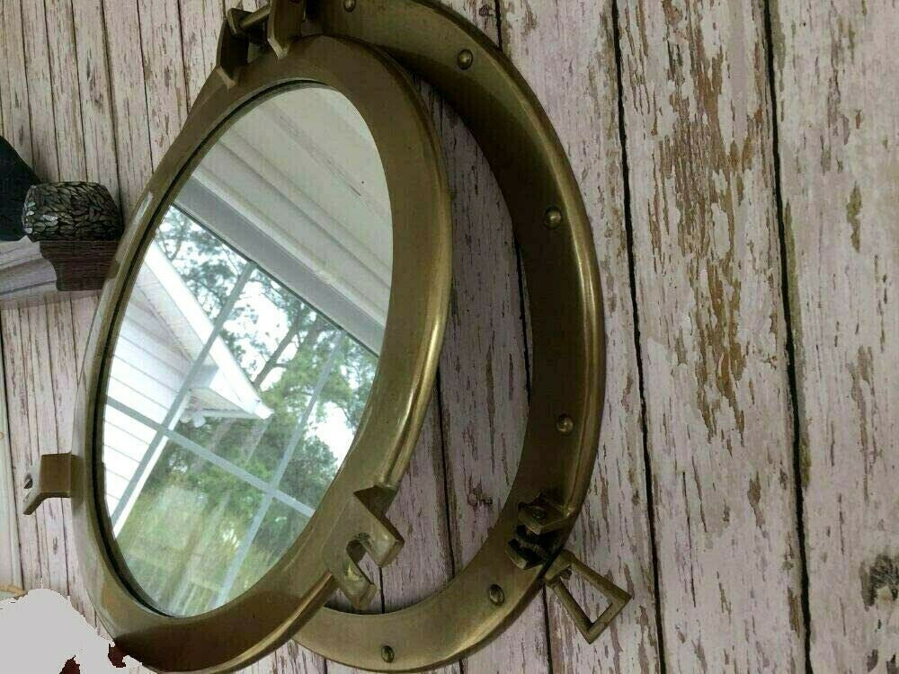 20″Porthole Nautical Cabin Wall Decor Porthole Mirror Antique Brass Finish-Large