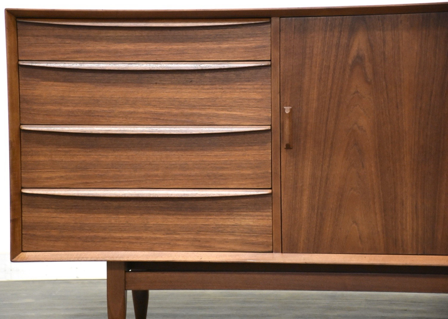 Refinished 75” Danish Modern Teak Sideboard Credenza Dresser By Falster Mid