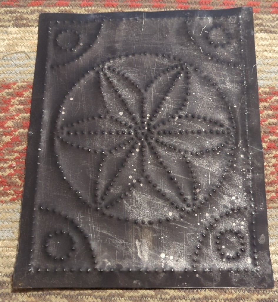 Pie Safe Art Punched Tin Door Panel 8″ x 10″ For Repurpose Or Salvage