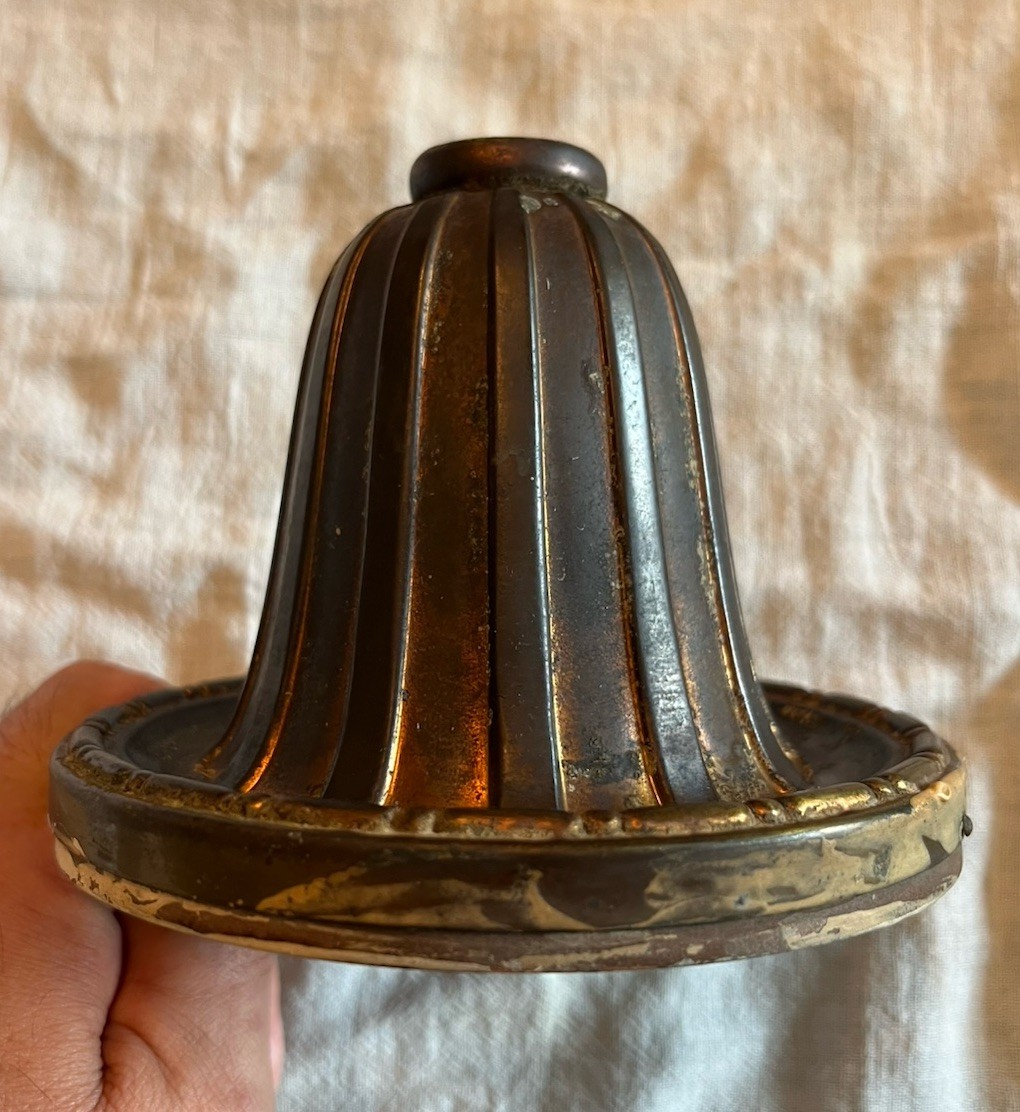 Antique Classical Beaux Arts Style Brass Electric Ceiling Light Fixture Canopy
