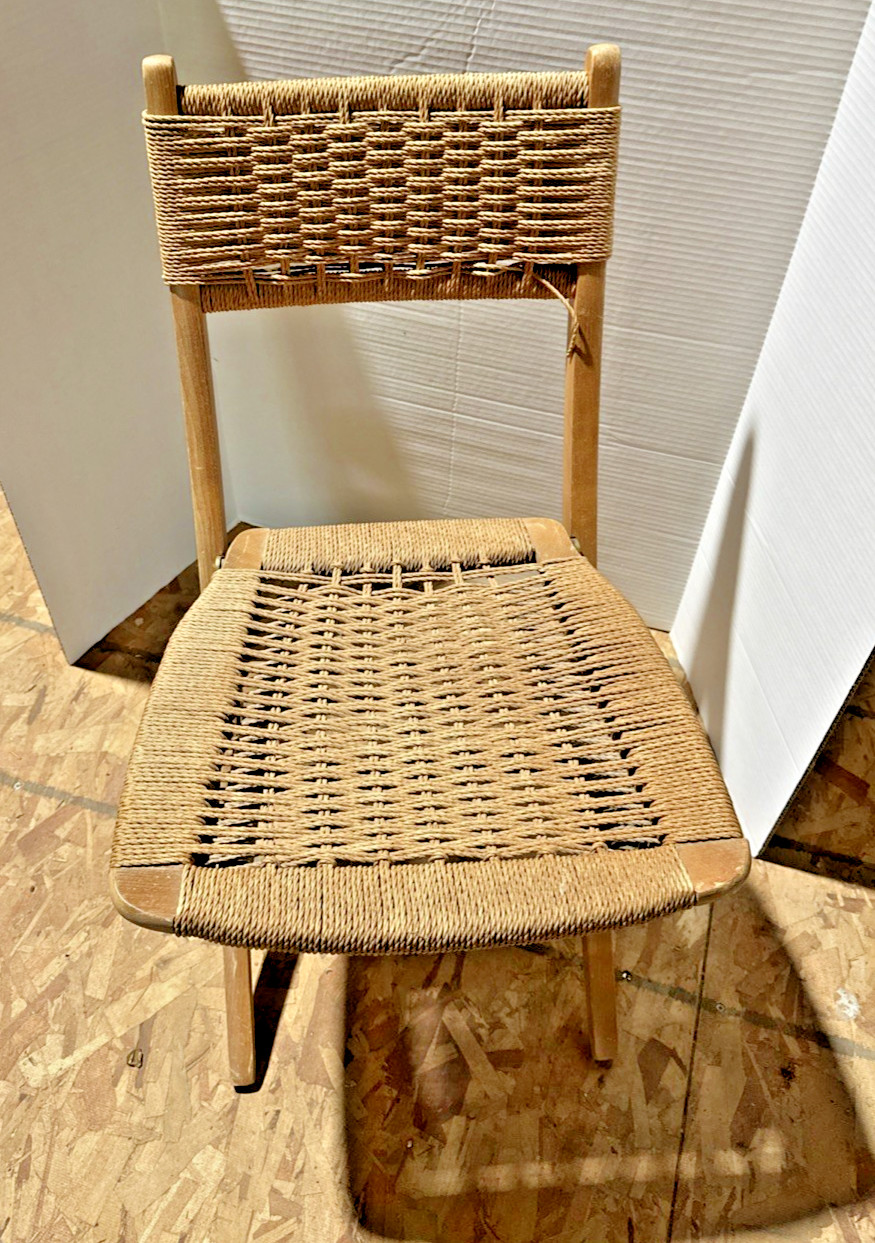 Rare Mid Century c. 1960 Hans Wegner Style Rope Chair
