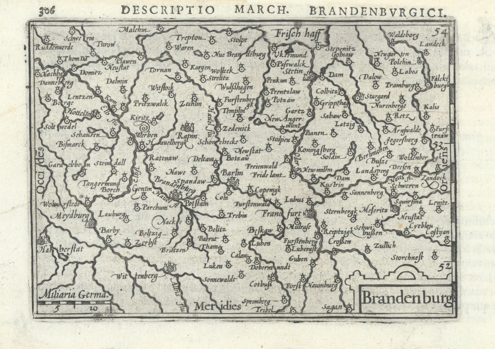 Brandenburg by Bertius / Langenes. The Margraviate of Brandenburg 1603 map