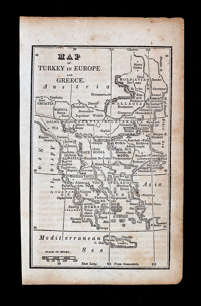 1830 Nathan Hale Map Turkey in Europe Greece Athens Constantinople Balkans