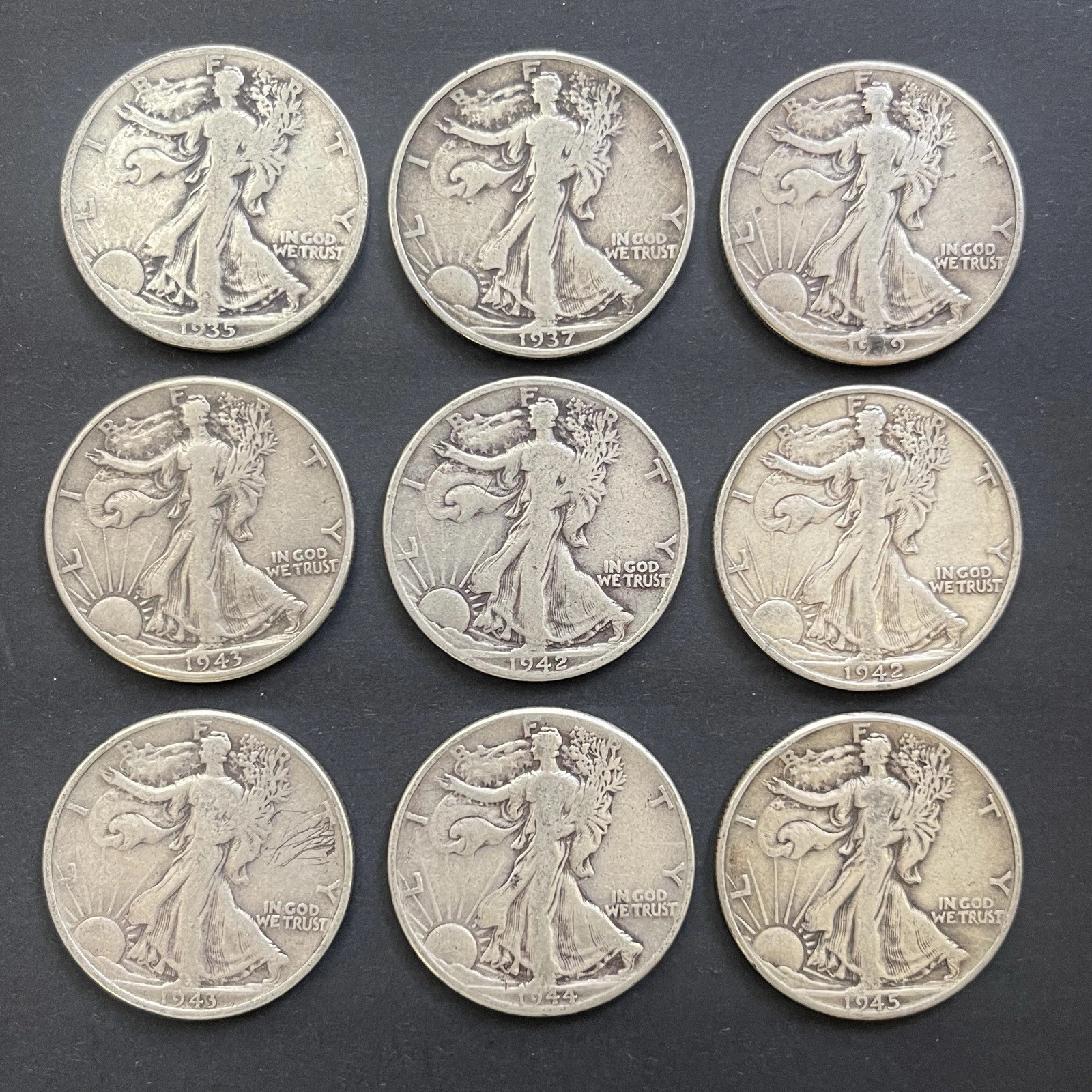 [Lot of 5] Walking Liberty Half DolIar – 90% SiIver – Lots of 5