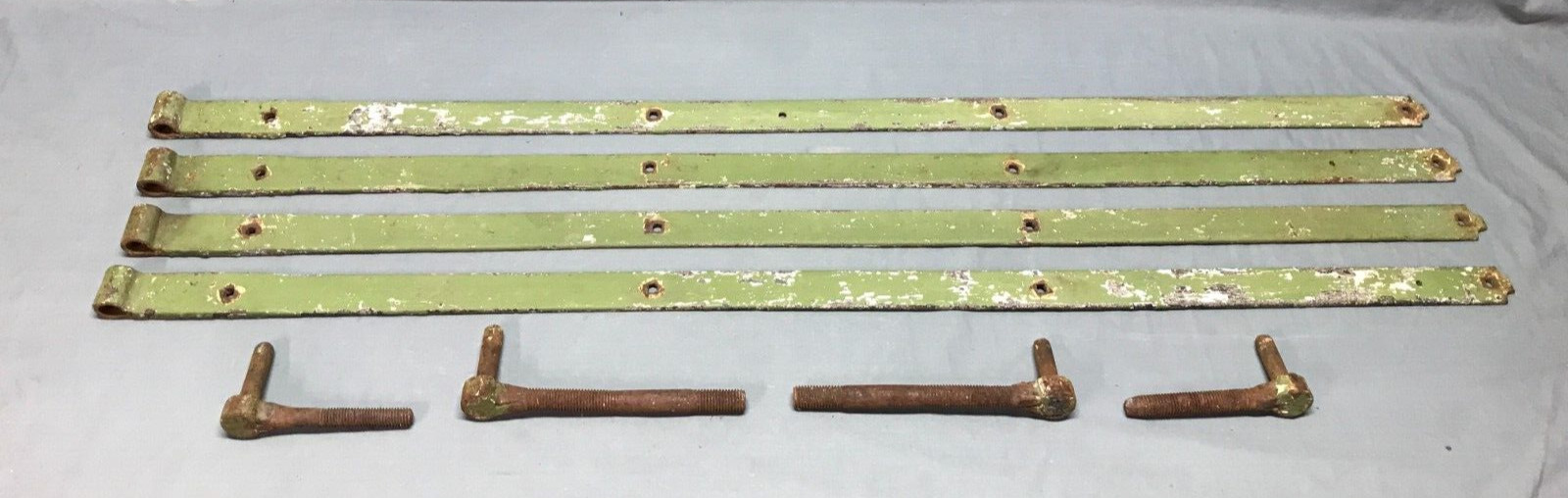 Antique Wrought Iron Set 4 50″ Barn Carriage House Strap Hinges Gate Old 542-25B