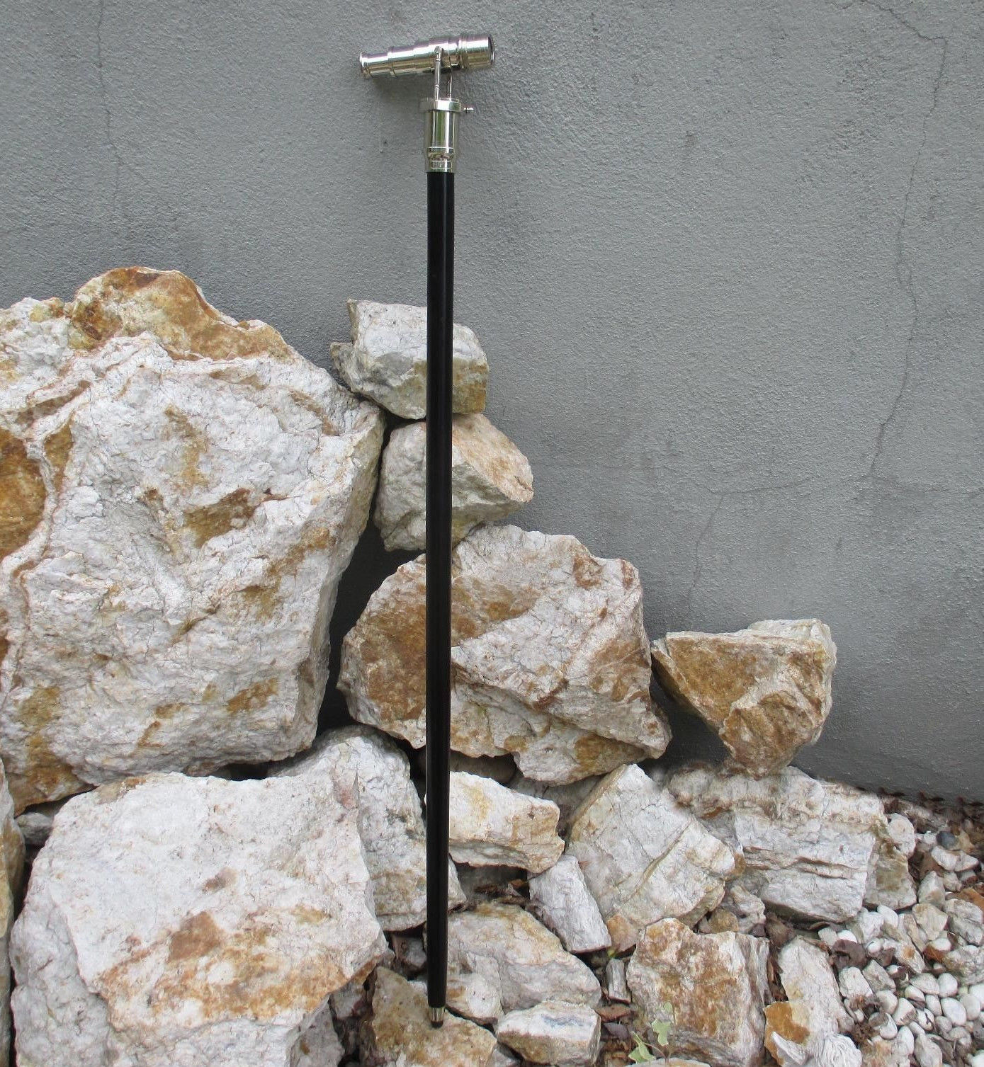 New Solid Vintage Walking Cane Antique Walking Stick with Telescope Silver Look