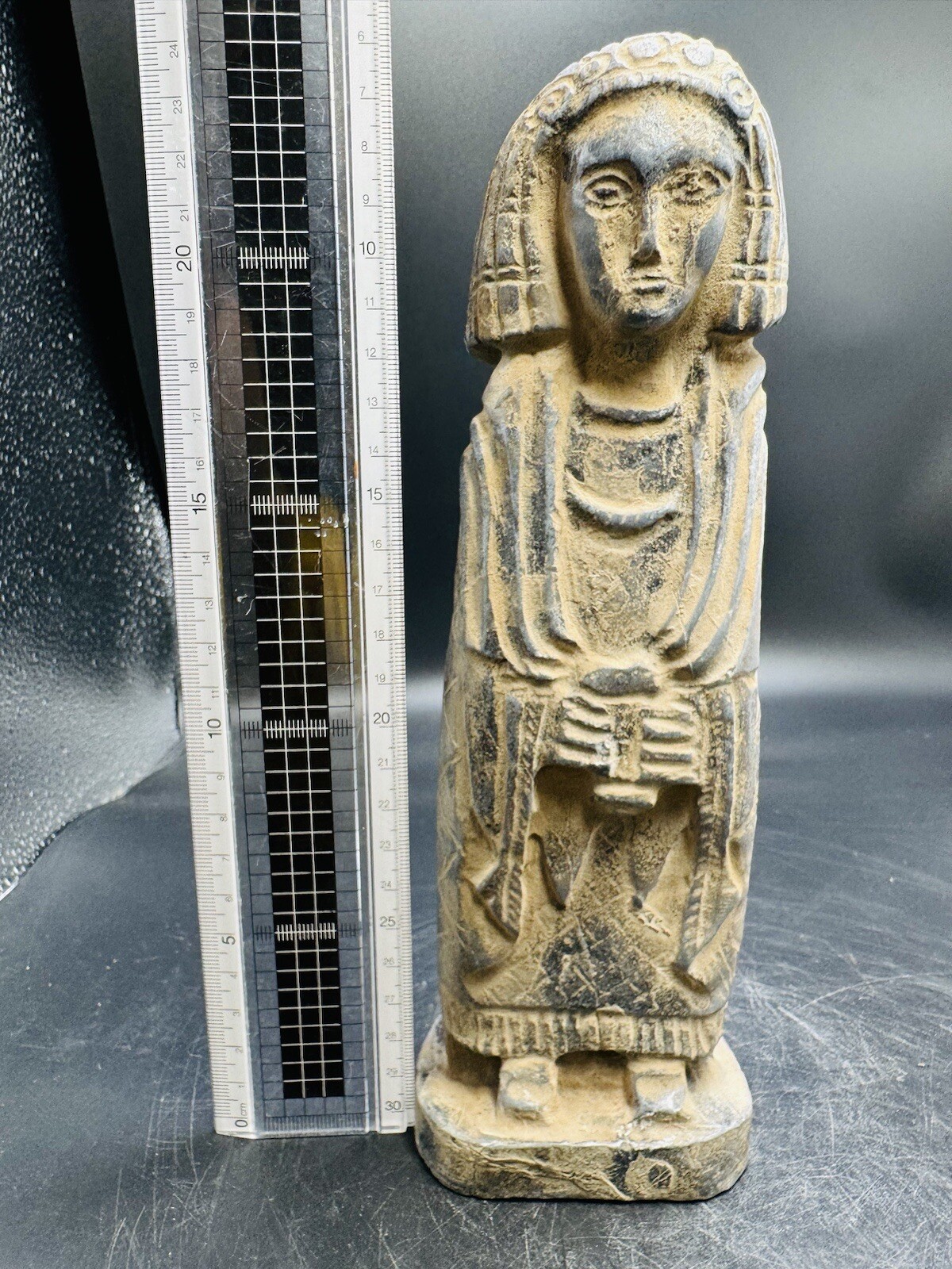 Intercultural Ancient Near Eastern Backtrian Queen Stone Statue 1st Centur