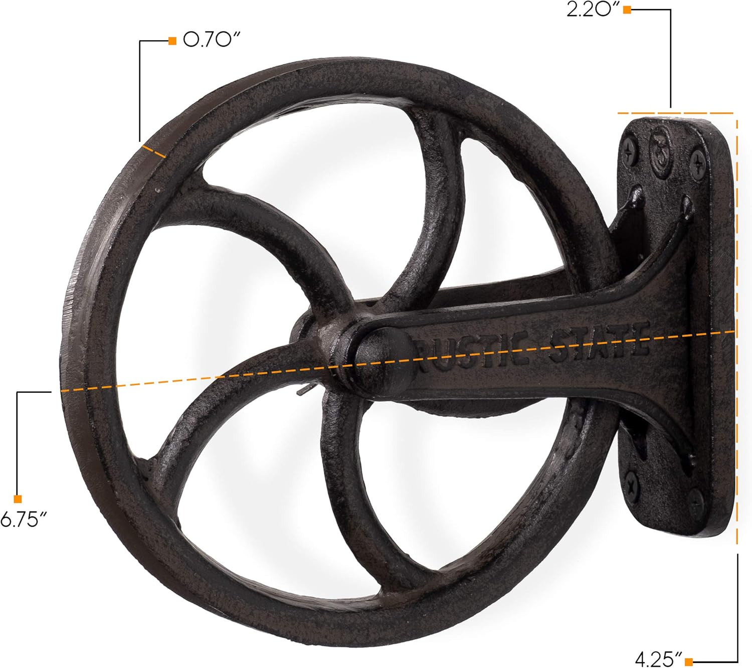Halat Cast Iron Vintage Industrial Wheel Farmhouse Wall Mount Pulley 6.75 Inch D