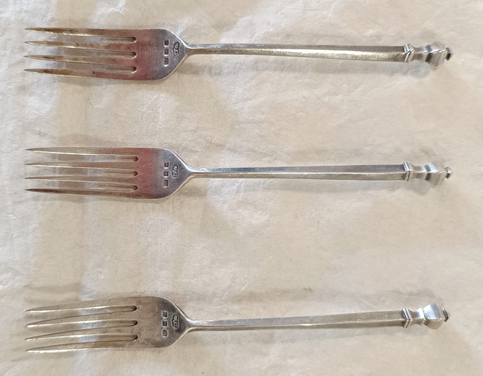 3 Matching Wilson &Gill Silver Fork’s London 1917