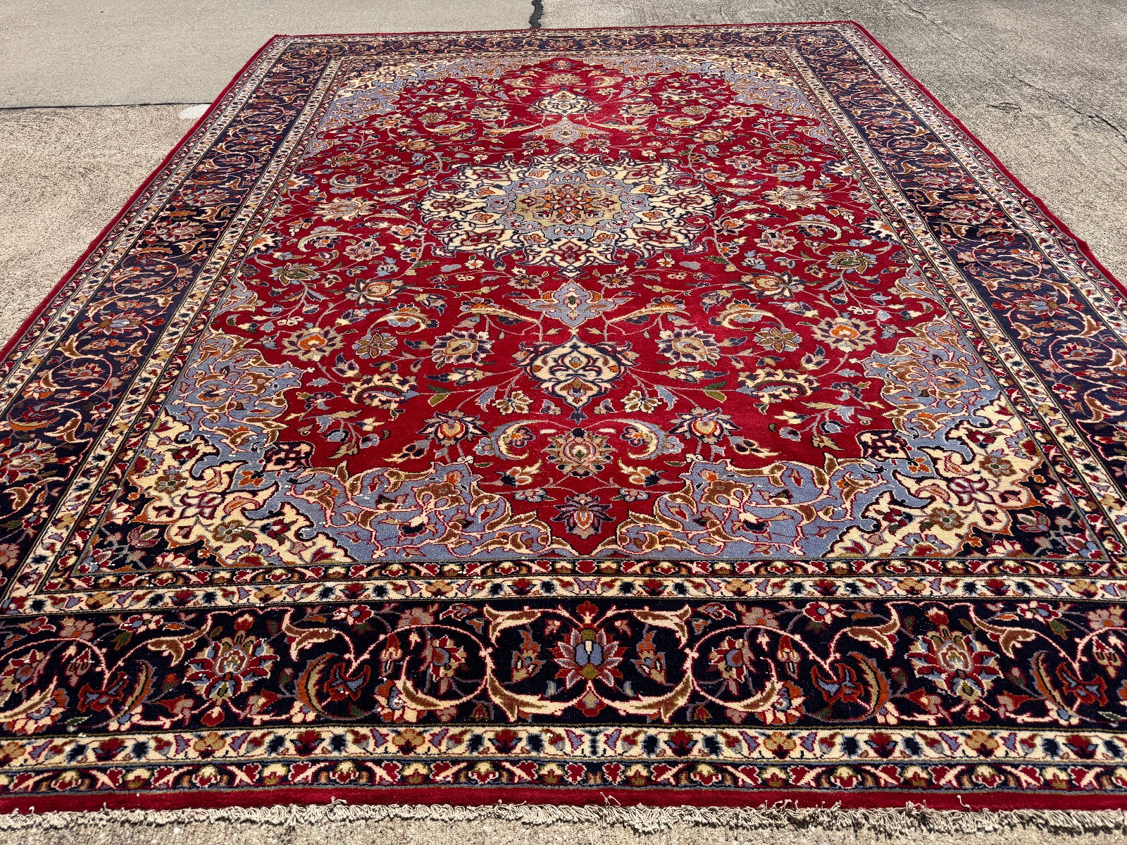 RED BLUE ANTIQUE ORIENTAL RUG 10×13 fine handmade wool colorful clean real 10×14