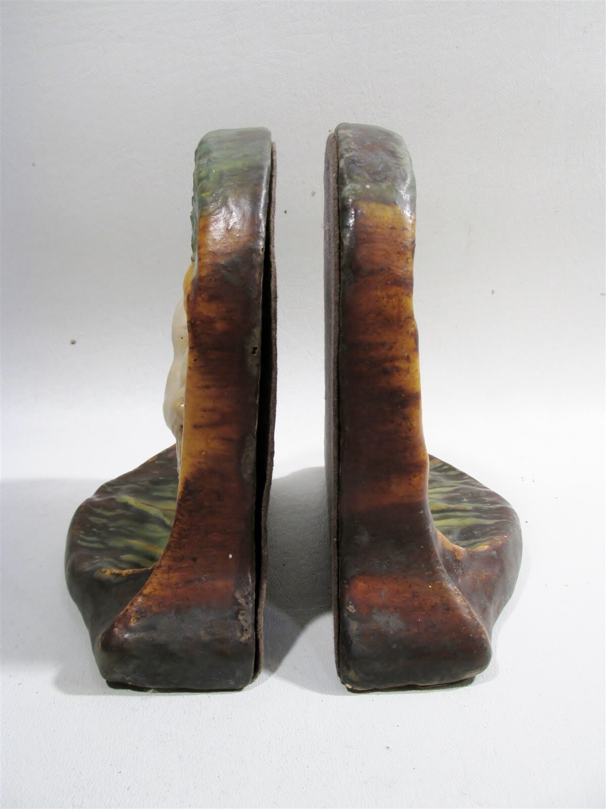 Antique American Arts & Crafts Pottery Nude Bookends Architectural Faience