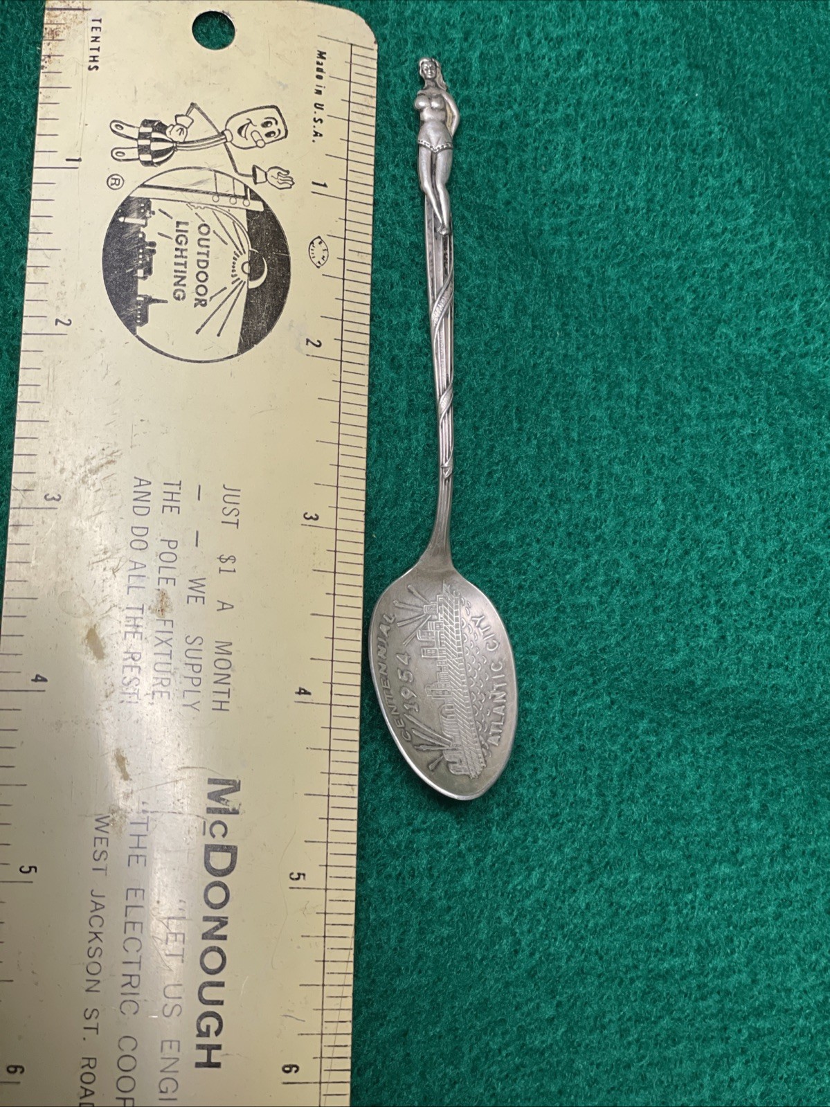 Unique Figural 1954 centennial Sterling Spoon, Atlantic City