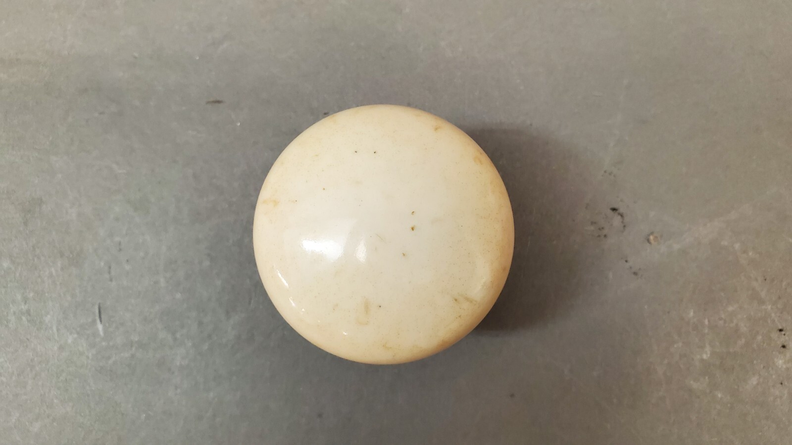 Vintage White Porcelain Mottled Marbled Door Knob Brass Salvage