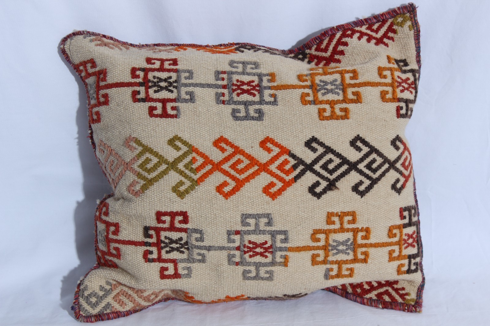 Vintage Kilim Rug Pillow~Throw pillow~ Cover Zipper 16×14” Turkish Handmade
