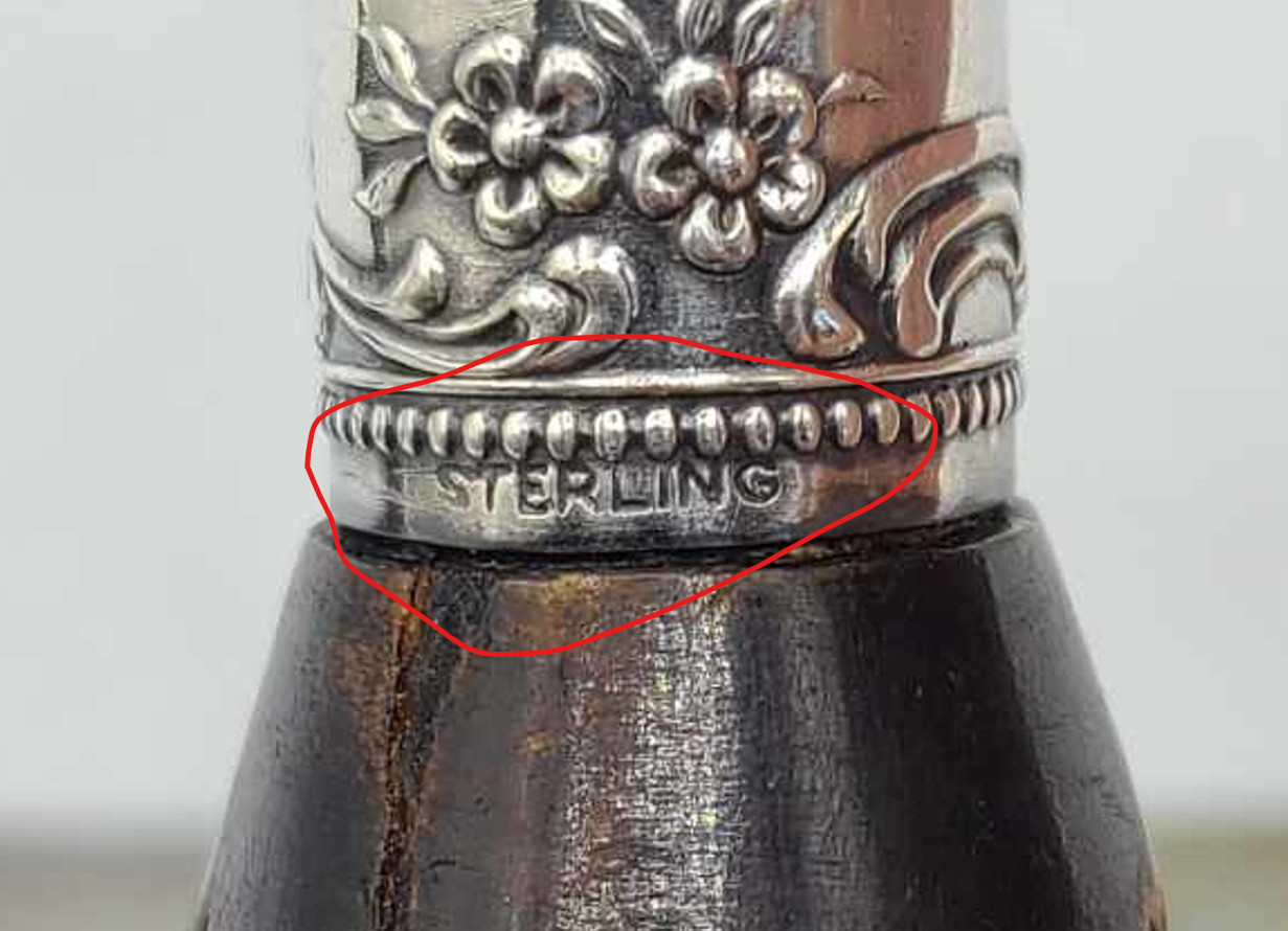 Antique Lamson & Goodnow Sterling Silver & Stag Horn Handle 3 piece Set Monogram