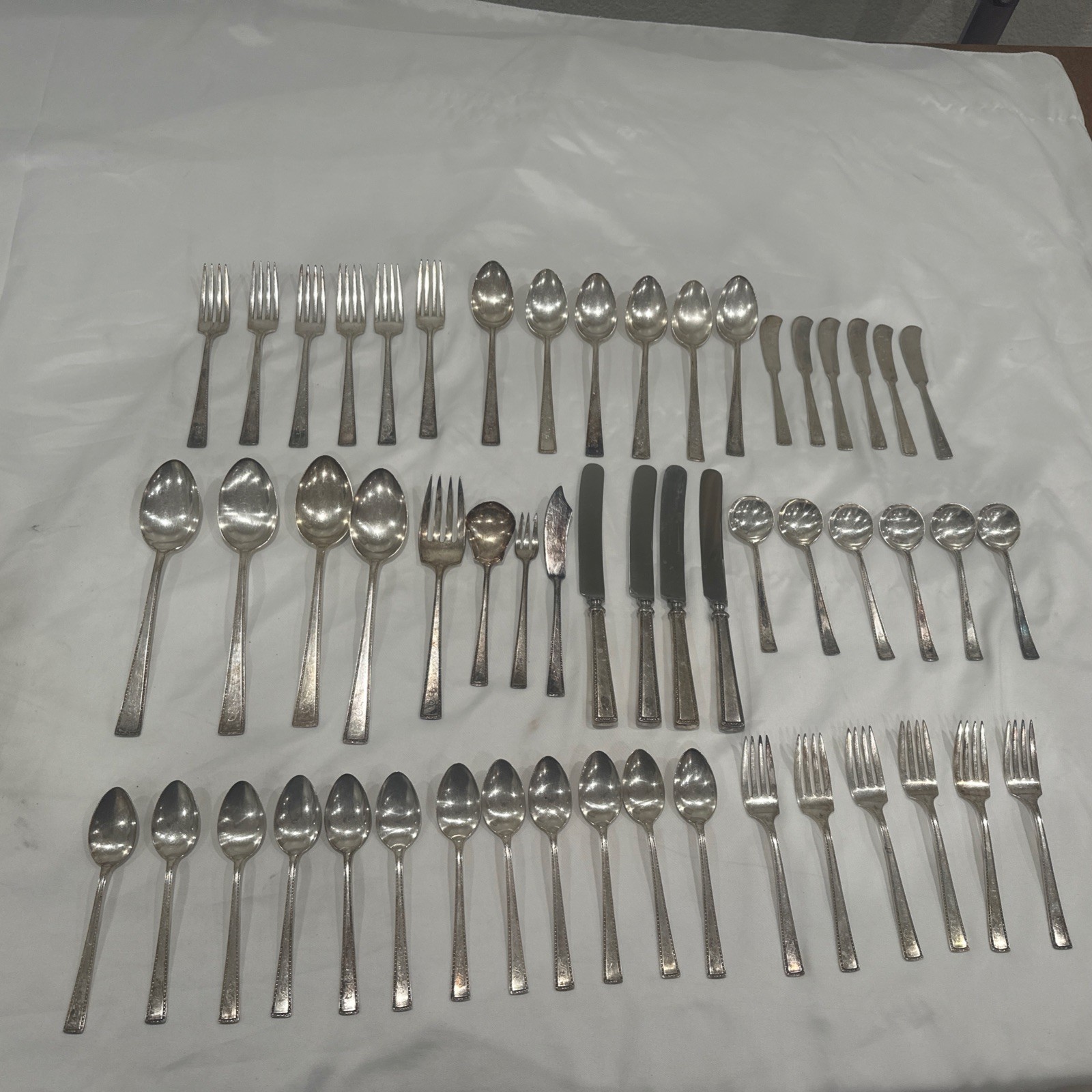Lot Of 54 Alvin Silverplate 1925 Classic Flatware Yes Monogrammed
