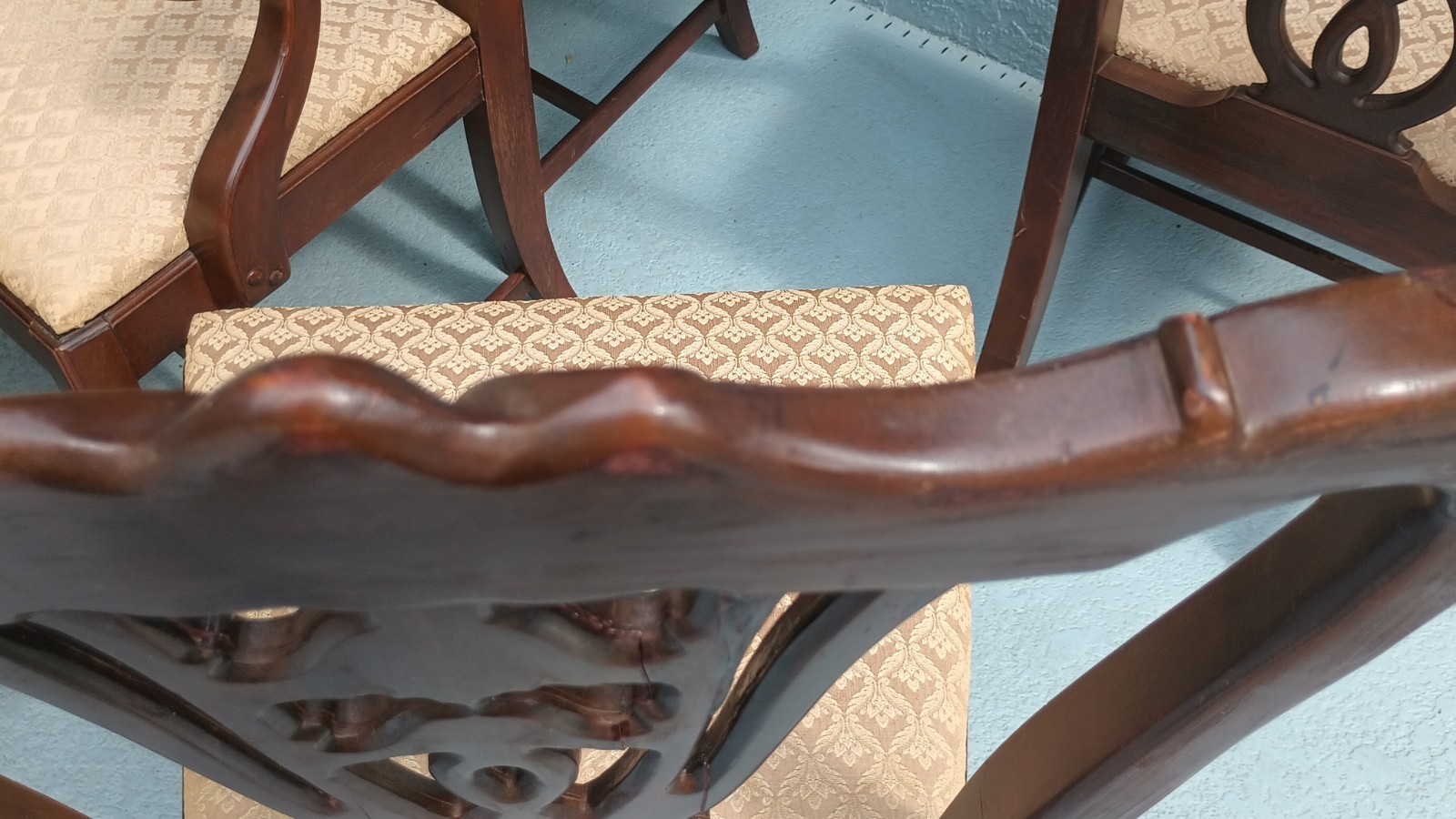 Antique Set Of 6 Drexel Furniture Co. Chippendale Carved Dining Room Chairs 1951