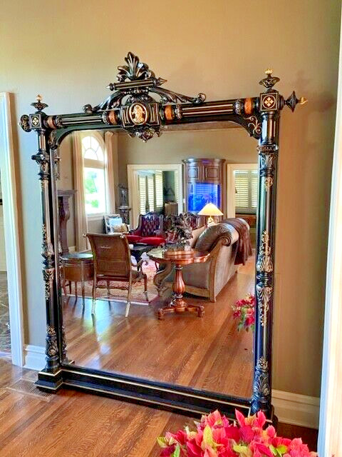 Victorian renaissance revival ebonized hall mirror attr. Herter 1875